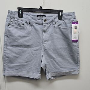 DKNY Women's Light Gray Jean Shorts - Size 14